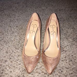 Never worn sparkly rose gold heels